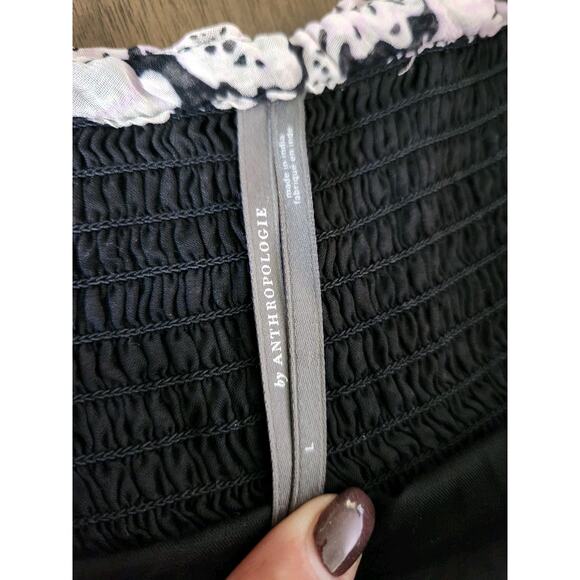 Anthropologie Squareneck Puff Sleeves Smocked Floral Midi Dress Size L euc - Picture 9 of 11